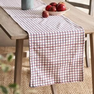 Anthropologie / Terrain Americana Windowpane Check Cotton Table Runner NWT